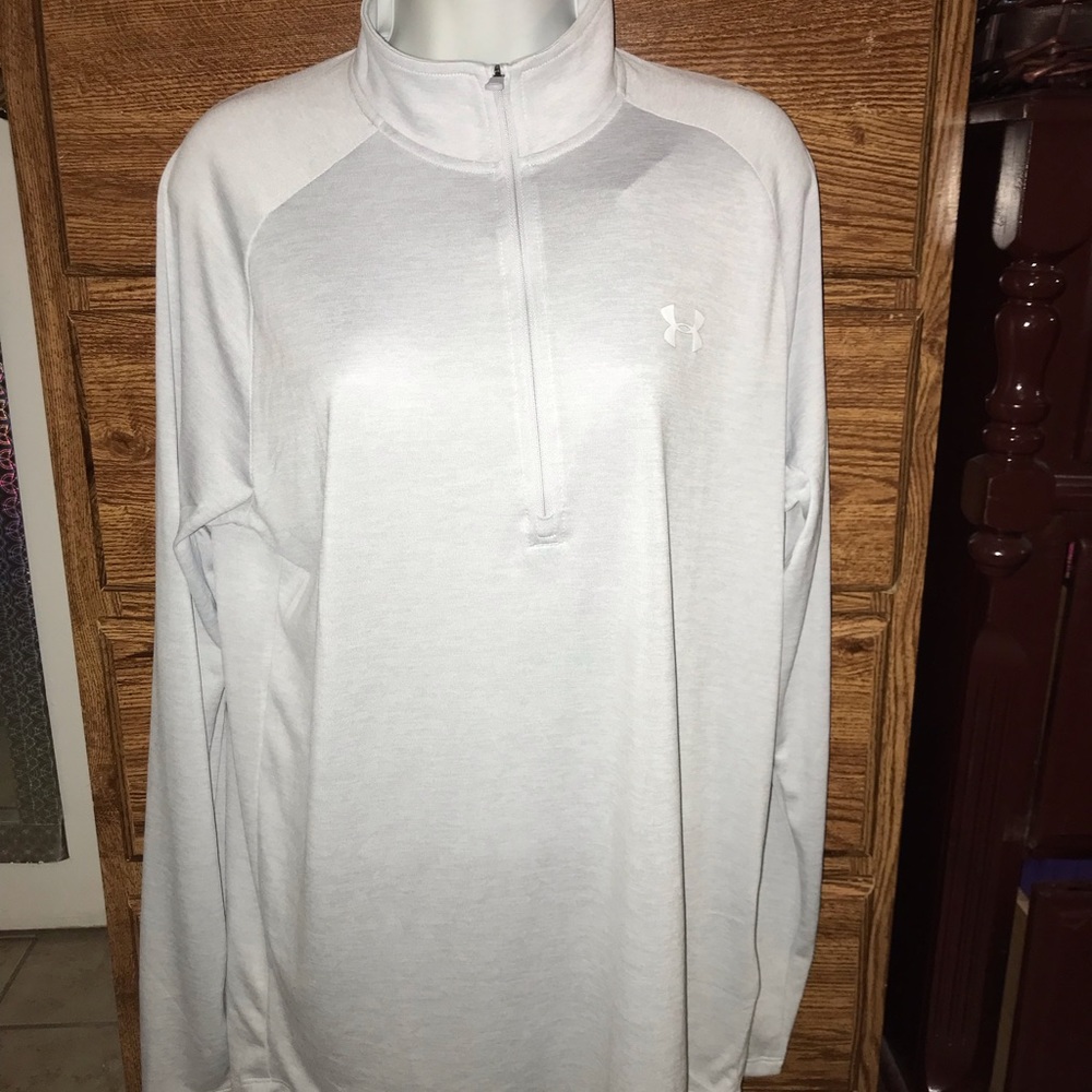 Under Armour Shirt Men Mediu Gray 1/4 Zip Long Sleeve Pullover Loose Sports
